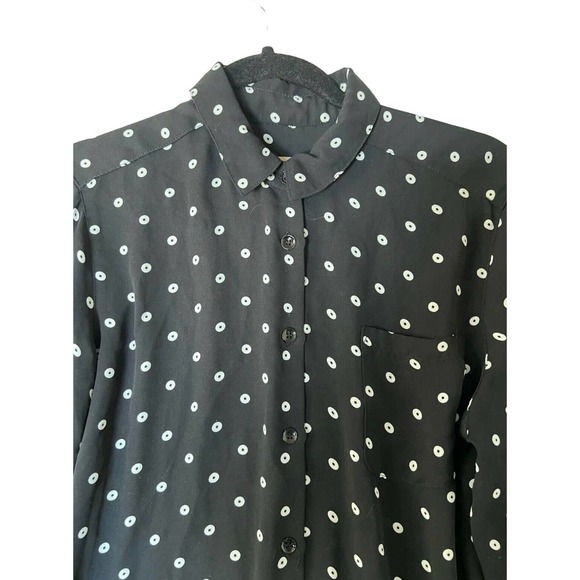 PHILOSOPHY Womens Shirt Button Up Blouse Long Sleeve Polka Dot Black/White Sz S - Picture 2 of 4